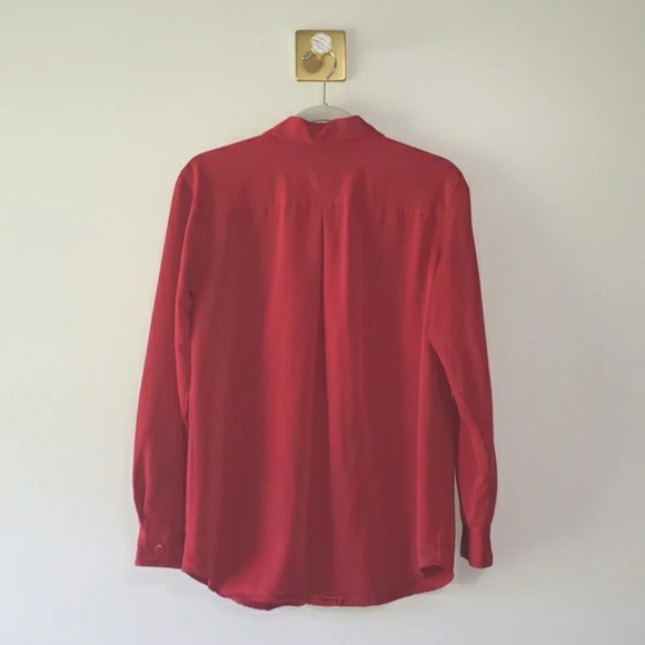 Foxcroft Long Sleeve Button Up Blouse Top Women's 6 Deep Red Quiet Luxury Classy - Picture 4 of 10